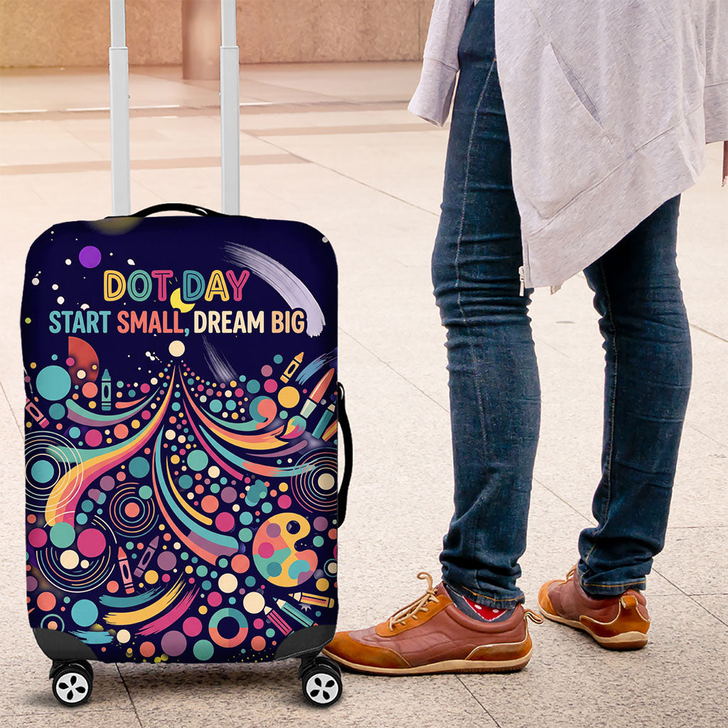 Dot Day Make Your Mark Luggage Cover Colorful Celestial Watercolor Circles And Swirling Polka Dots