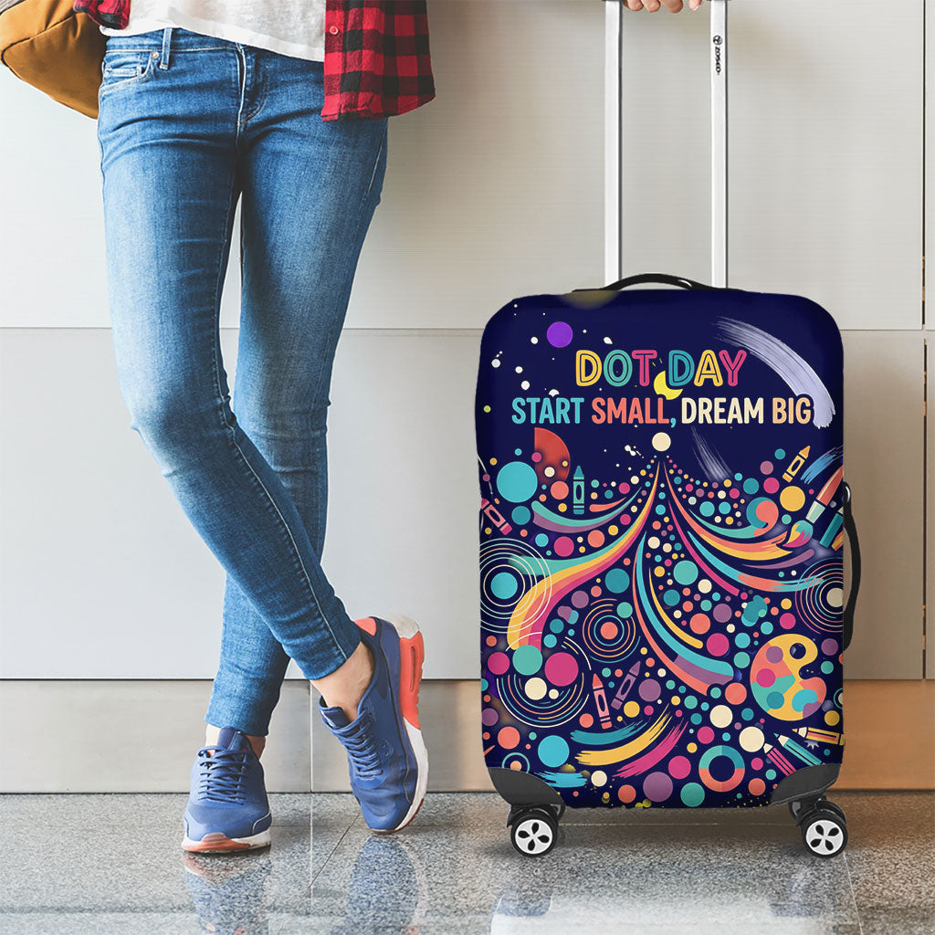 Dot Day Make Your Mark Luggage Cover Colorful Celestial Watercolor Circles And Swirling Polka Dots