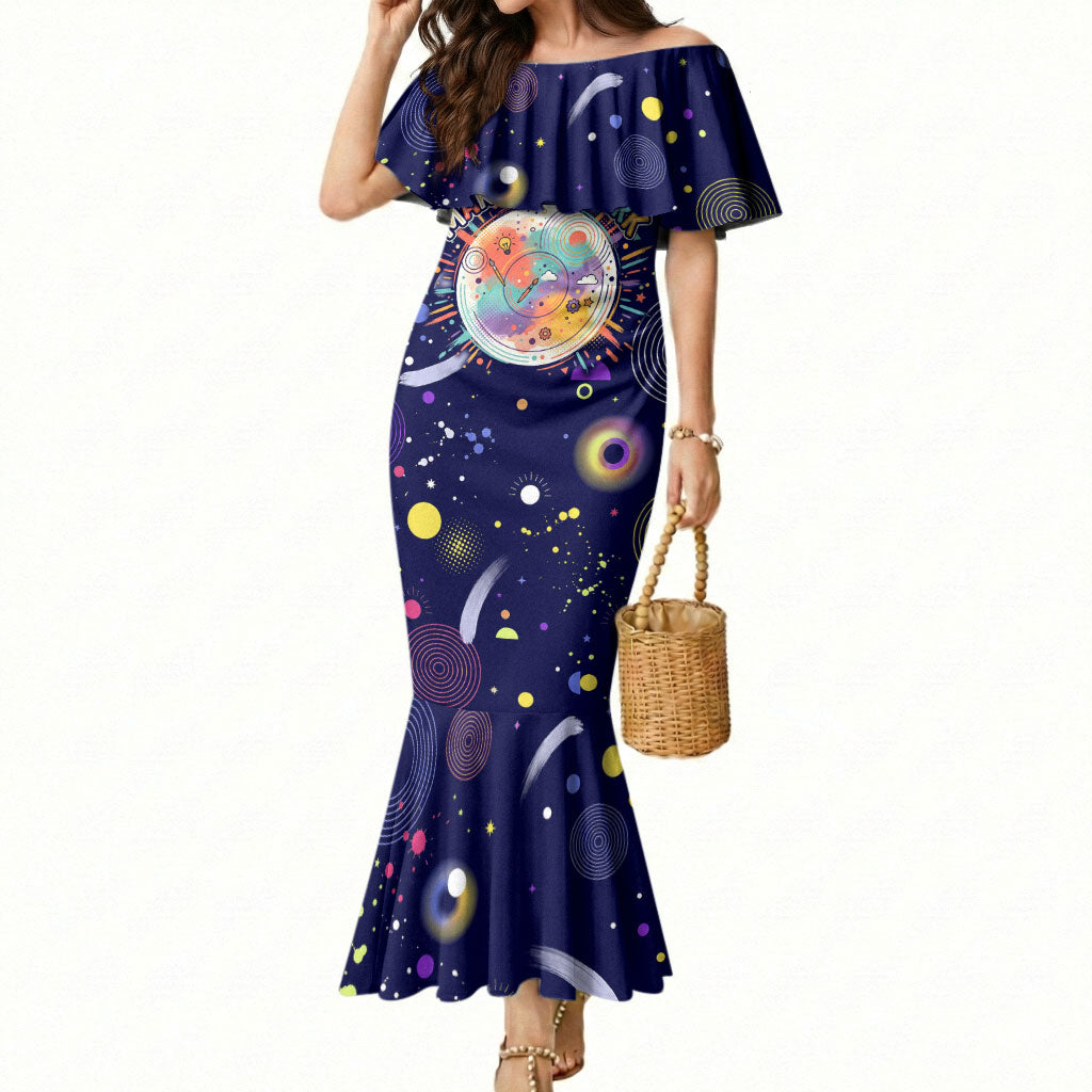 Dot Day Make Your Mark Mermaid Dress Colorful Celestial Watercolor Circles And Swirling Polka Dots