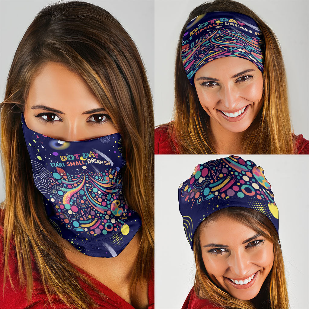 Dot Day Make Your Mark Neck Gaiter Colorful Celestial Watercolor Circles And Swirling Polka Dots