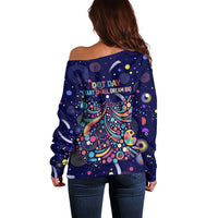 Dot Day Make Your Mark Off Shoulder Sweater Colorful Celestial Watercolor Circles And Swirling Polka Dots