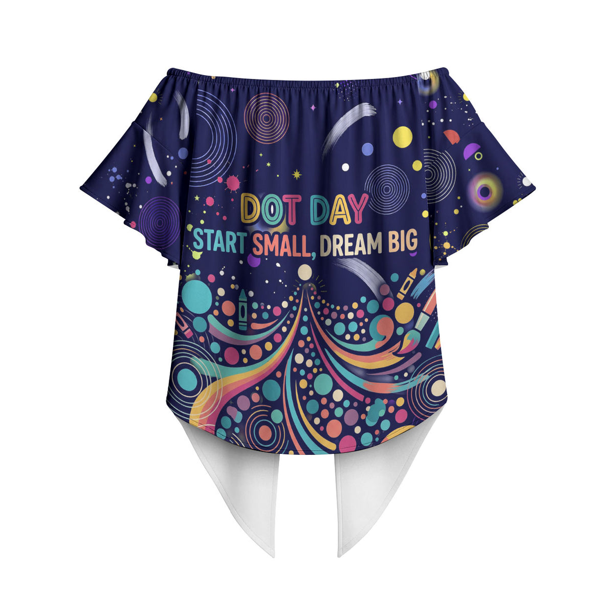 Dot Day Make Your Mark Off Shoulder Wrap Waist Top Colorful Celestial Watercolor Circles And Swirling Polka Dots