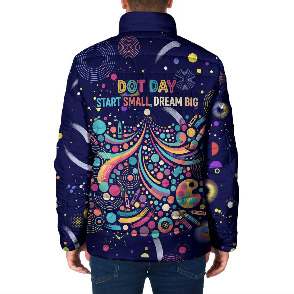 Dot Day Make Your Mark Padded Jacket Colorful Celestial Watercolor Circles And Swirling Polka Dots