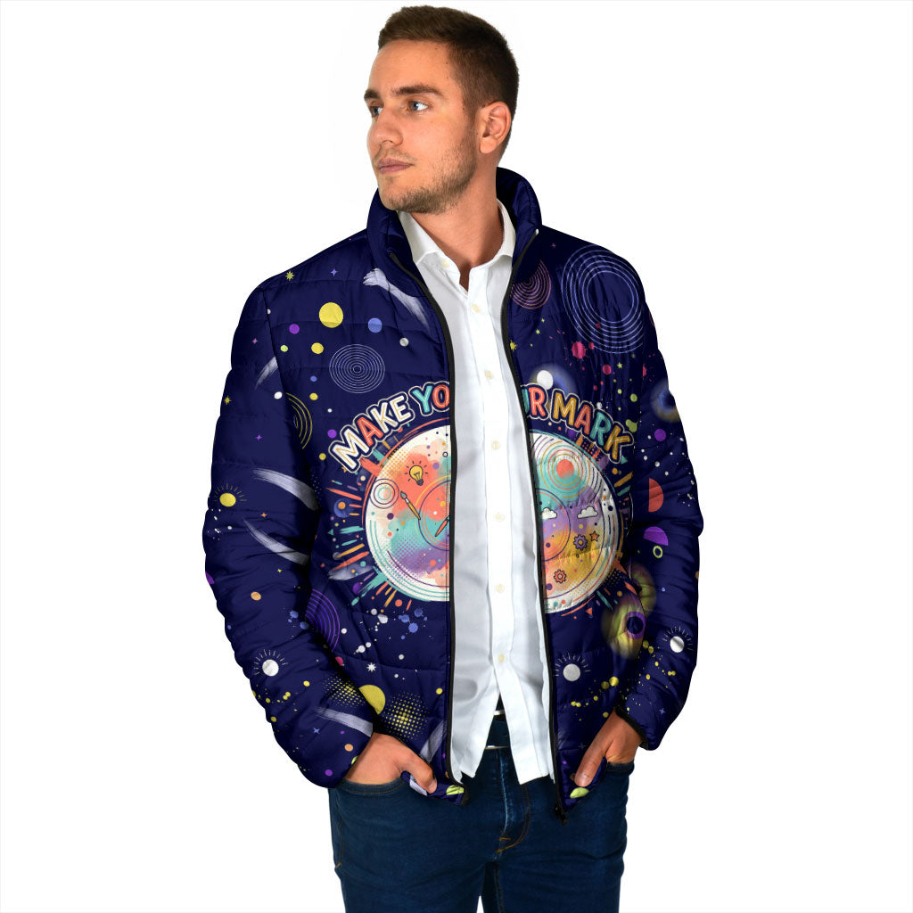 Dot Day Make Your Mark Padded Jacket Colorful Celestial Watercolor Circles And Swirling Polka Dots