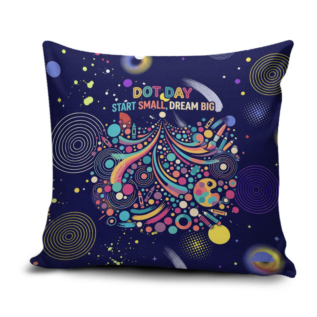 Dot Day Make Your Mark Pillow Cover Colorful Celestial Watercolor Circles And Swirling Polka Dots