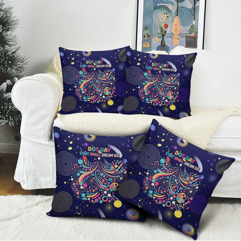 Dot Day Make Your Mark Pillow Cover Colorful Celestial Watercolor Circles And Swirling Polka Dots