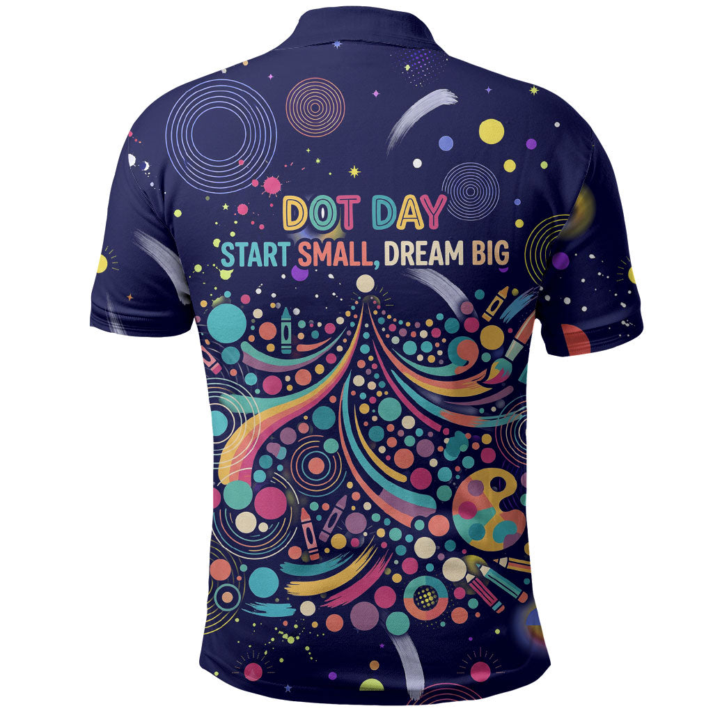 Dot Day Make Your Mark Polo Shirt Colorful Celestial Watercolor Circles And Swirling Polka Dots
