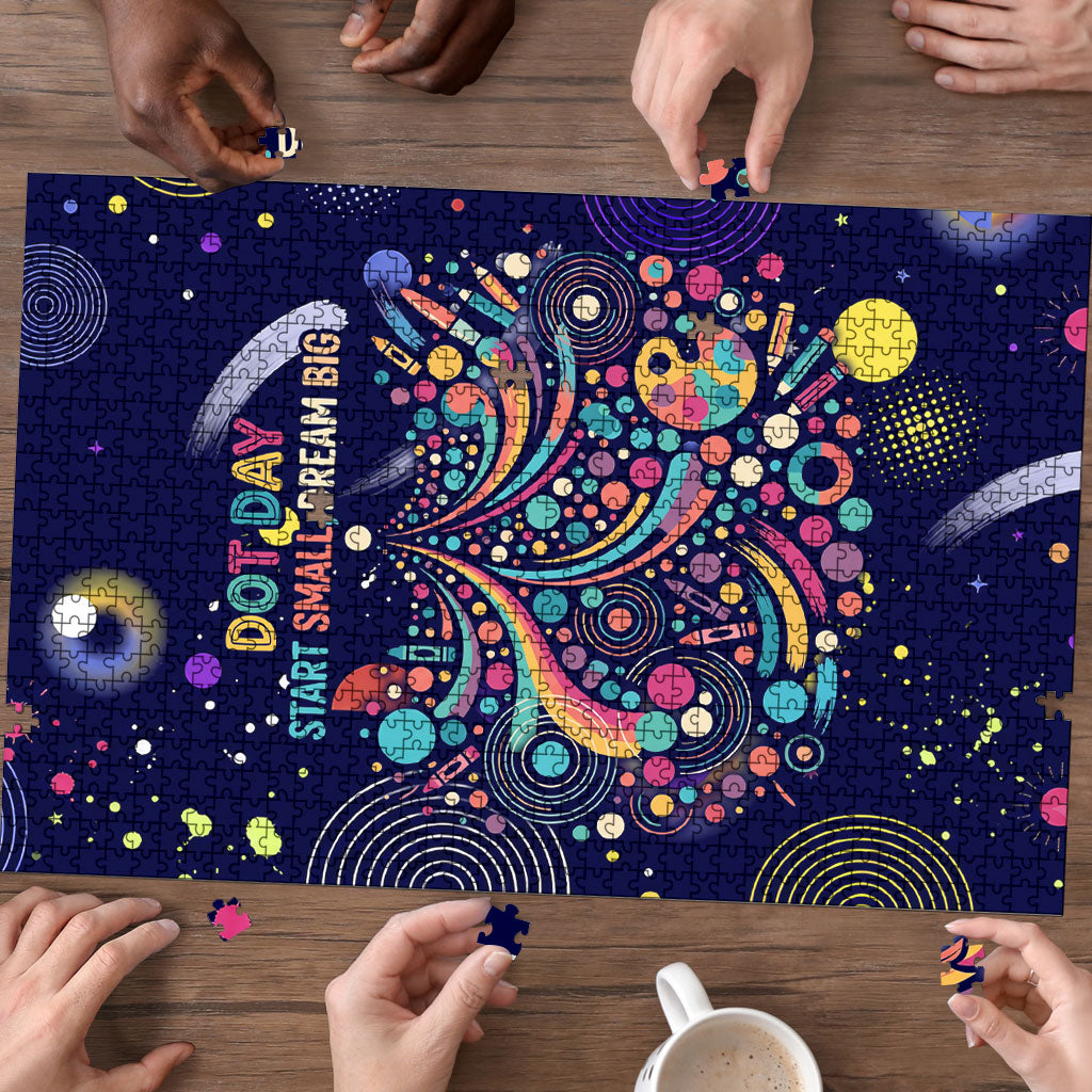 Dot Day Make Your Mark Puzzle Colorful Celestial Watercolor Circles And Swirling Polka Dots