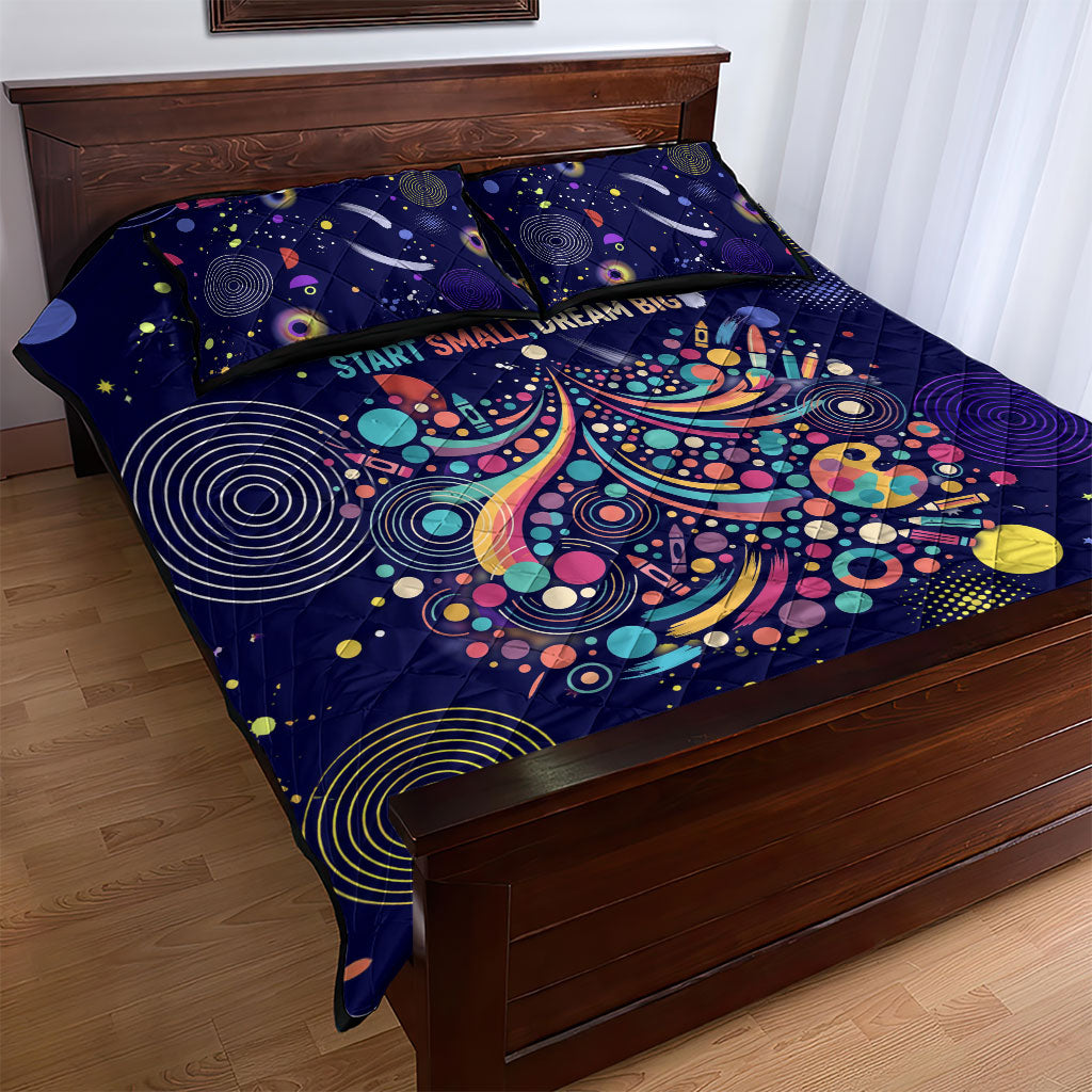 Dot Day Make Your Mark Quilt Bed Set Colorful Celestial Watercolor Circles And Swirling Polka Dots