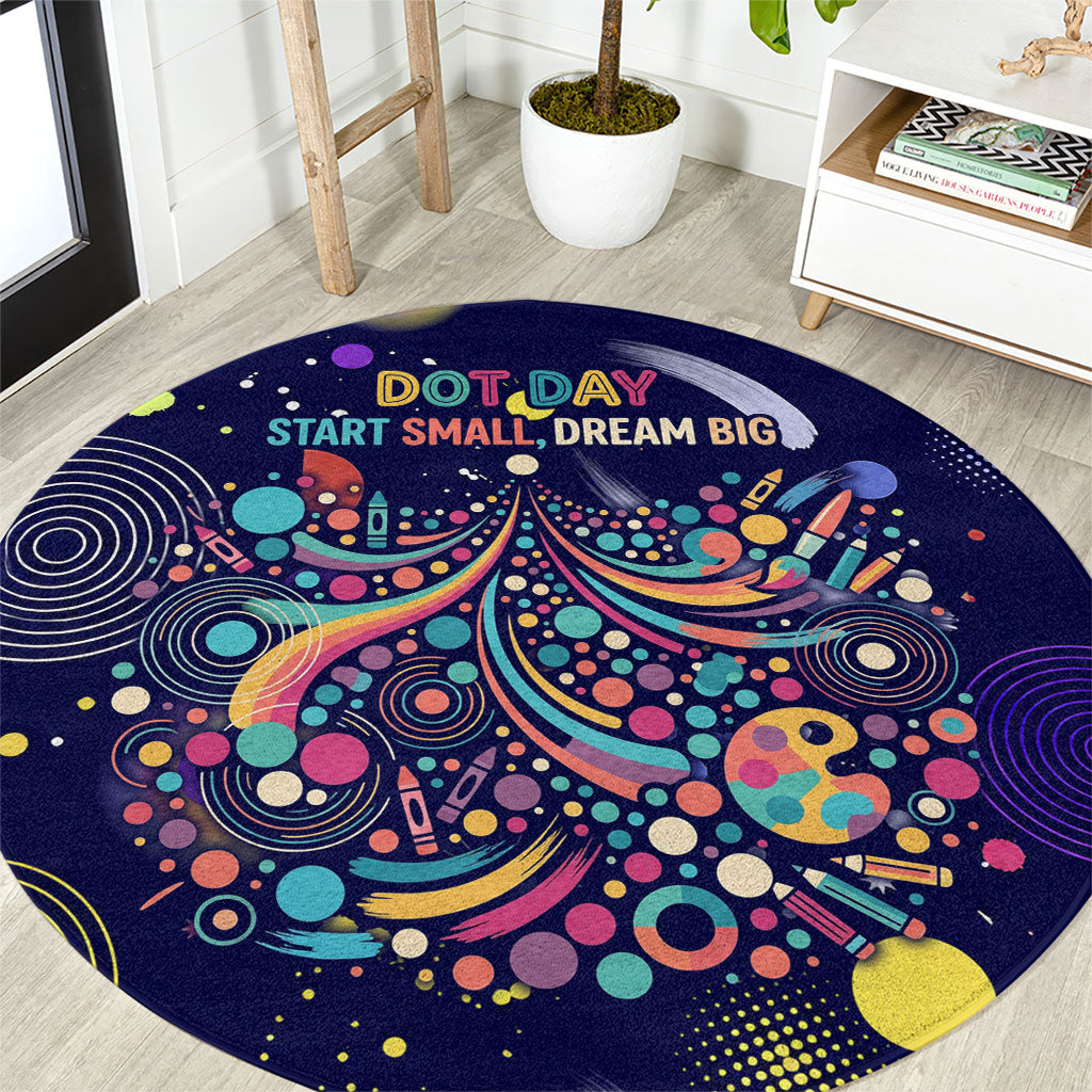 Dot Day Make Your Mark Round Carpet Colorful Celestial Watercolor Circles And Swirling Polka Dots