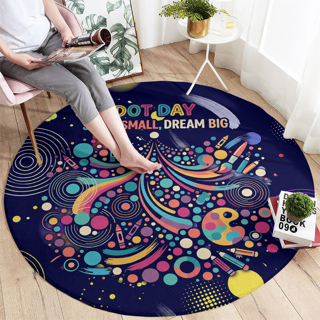 Dot Day Make Your Mark Round Carpet Colorful Celestial Watercolor Circles And Swirling Polka Dots