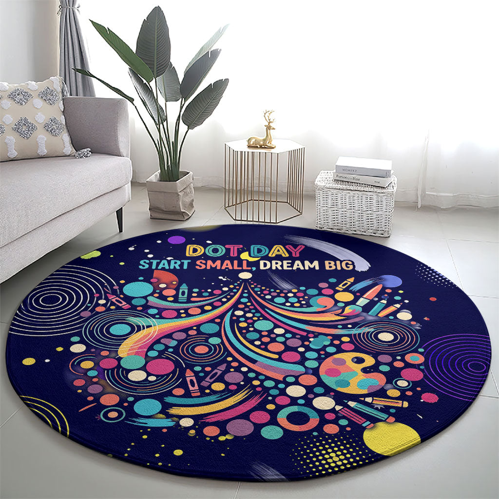 Dot Day Make Your Mark Round Carpet Colorful Celestial Watercolor Circles And Swirling Polka Dots
