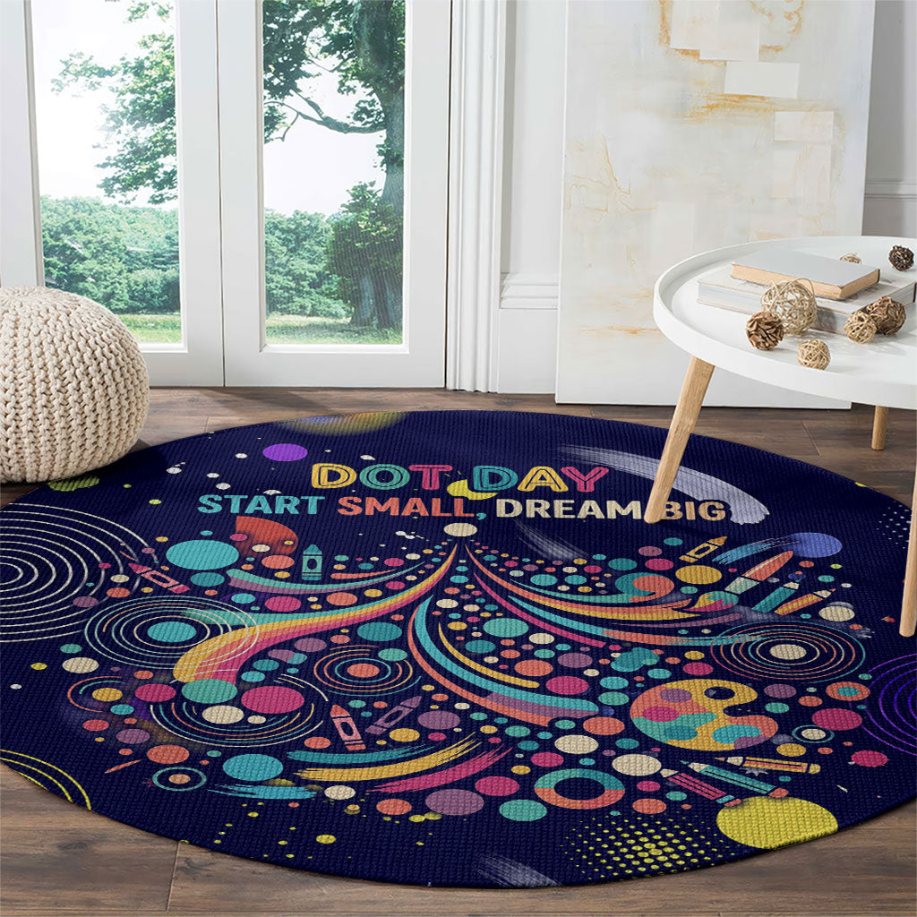 Dot Day Make Your Mark Round Carpet Colorful Celestial Watercolor Circles And Swirling Polka Dots