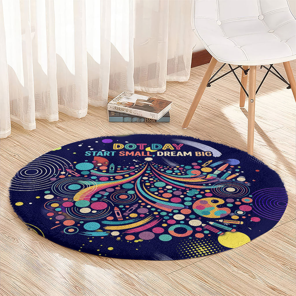 Dot Day Make Your Mark Round Carpet Colorful Celestial Watercolor Circles And Swirling Polka Dots