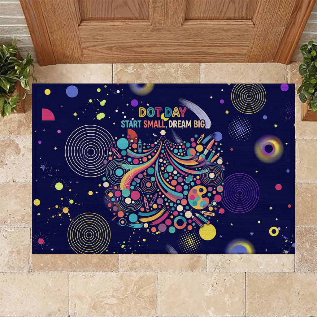 Dot Day Make Your Mark Rubber Doormat Colorful Celestial Watercolor Circles And Swirling Polka Dots