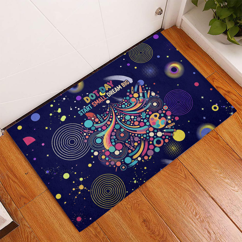 Dot Day Make Your Mark Rubber Doormat Colorful Celestial Watercolor Circles And Swirling Polka Dots