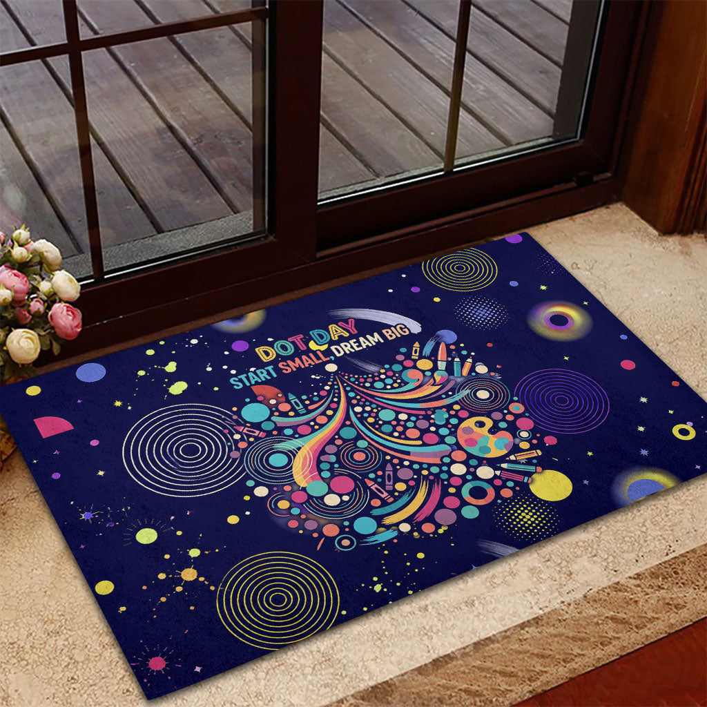 Dot Day Make Your Mark Rubber Doormat Colorful Celestial Watercolor Circles And Swirling Polka Dots