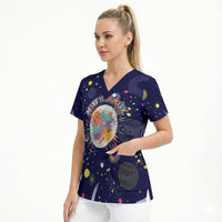 Dot Day Make Your Mark Scrub Top Colorful Celestial Watercolor Circles And Swirling Polka Dots