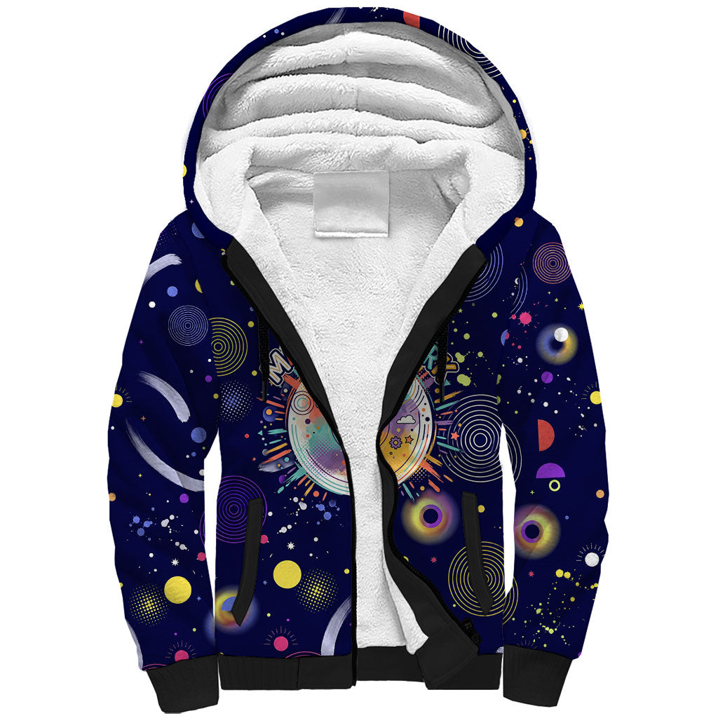 Dot Day Make Your Mark Sherpa Hoodie Colorful Celestial Watercolor Circles And Swirling Polka Dots