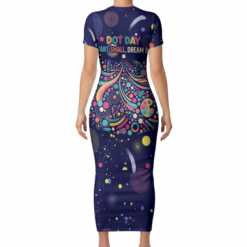 Dot Day Make Your Mark Short Sleeve Bodycon Dress Colorful Celestial Watercolor Circles And Swirling Polka Dots