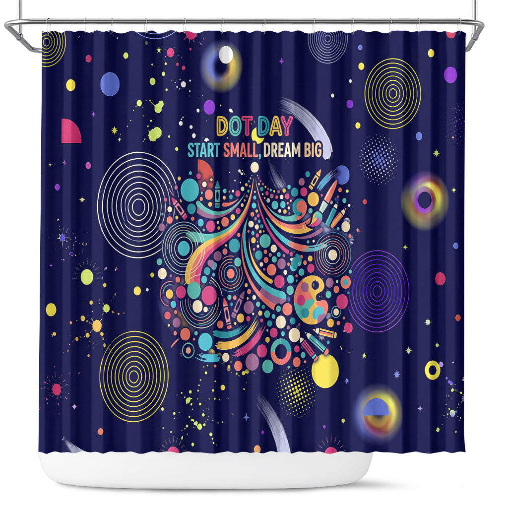 Dot Day Make Your Mark Shower Curtain Colorful Celestial Watercolor Circles And Swirling Polka Dots