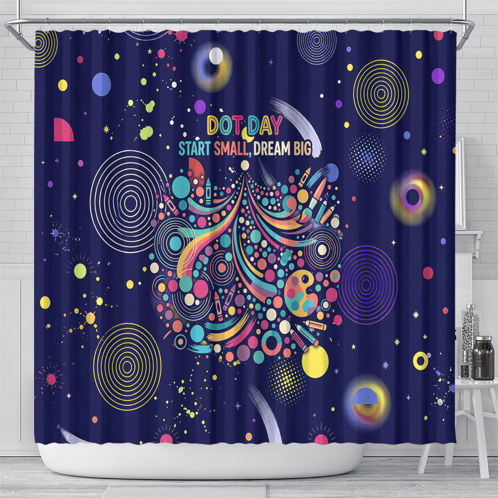 Dot Day Make Your Mark Shower Curtain Colorful Celestial Watercolor Circles And Swirling Polka Dots
