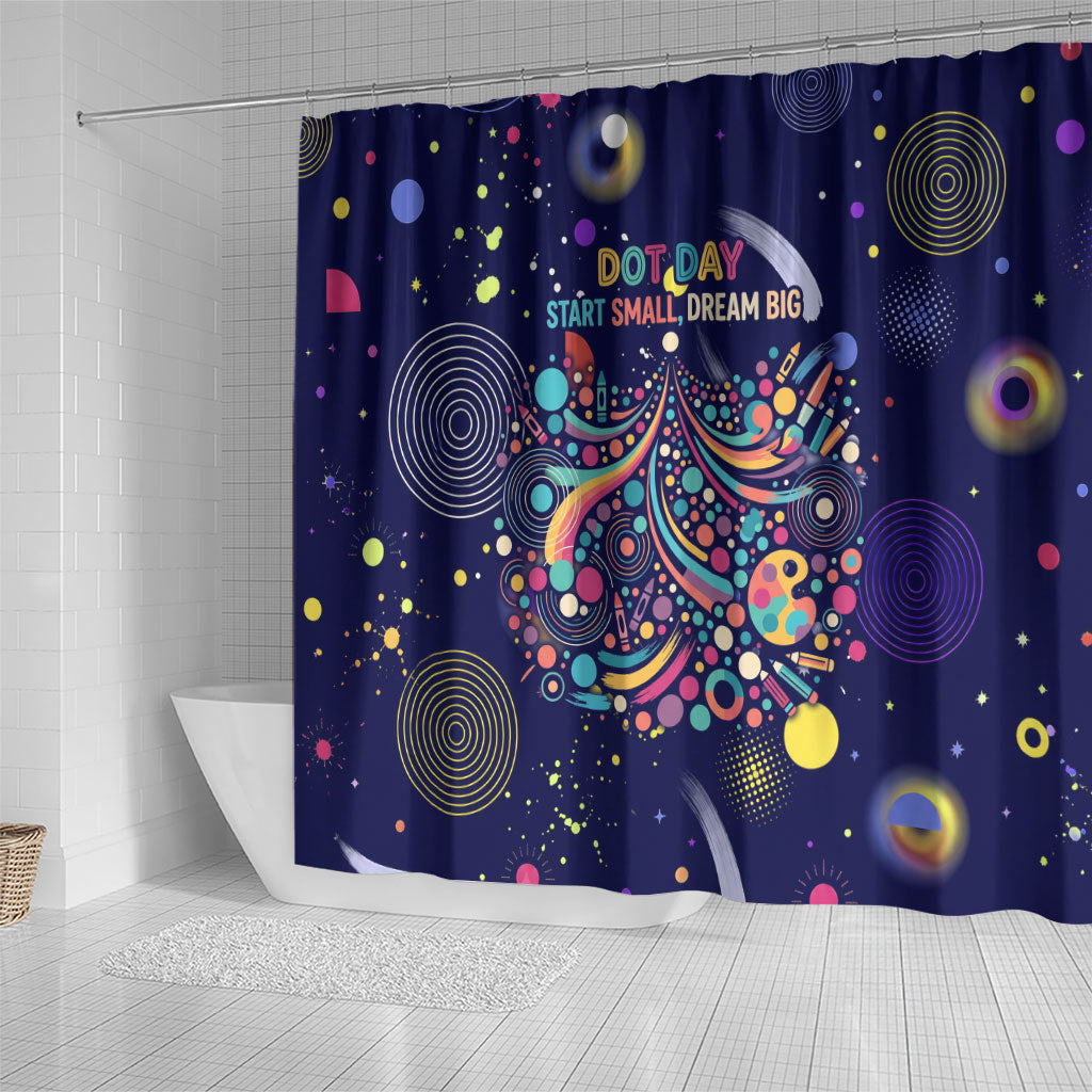 Dot Day Make Your Mark Shower Curtain Colorful Celestial Watercolor Circles And Swirling Polka Dots