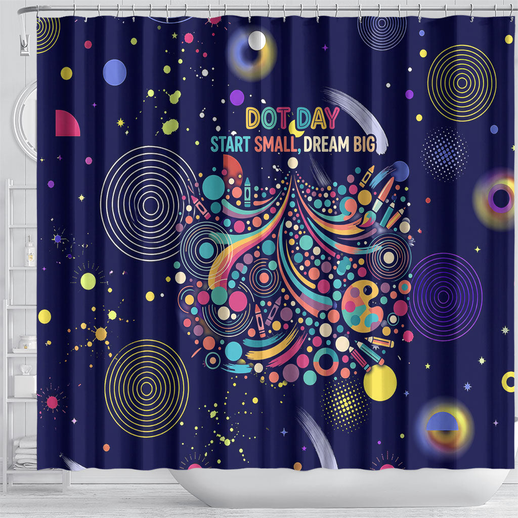 Dot Day Make Your Mark Shower Curtain Colorful Celestial Watercolor Circles And Swirling Polka Dots