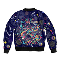 Dot Day Make Your Mark Sleeve Zip Bomber Jacket Colorful Celestial Watercolor Circles And Swirling Polka Dots