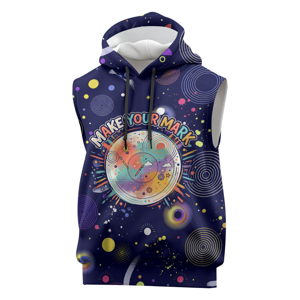 Dot Day Make Your Mark Sleeveless Hoodie Colorful Celestial Watercolor Circles And Swirling Polka Dots