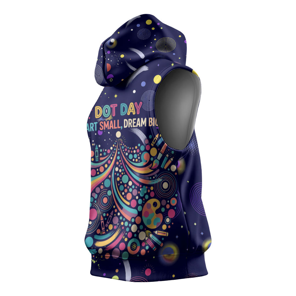 Dot Day Make Your Mark Sleeveless Hoodie Colorful Celestial Watercolor Circles And Swirling Polka Dots