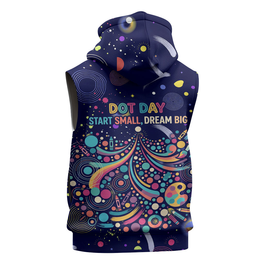 Dot Day Make Your Mark Sleeveless Zip Hoodie Colorful Celestial Watercolor Circles And Swirling Polka Dots