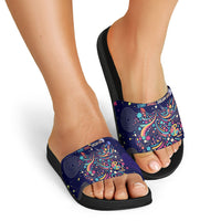 Dot Day Make Your Mark Slide Sandals Colorful Celestial Watercolor Circles And Swirling Polka Dots