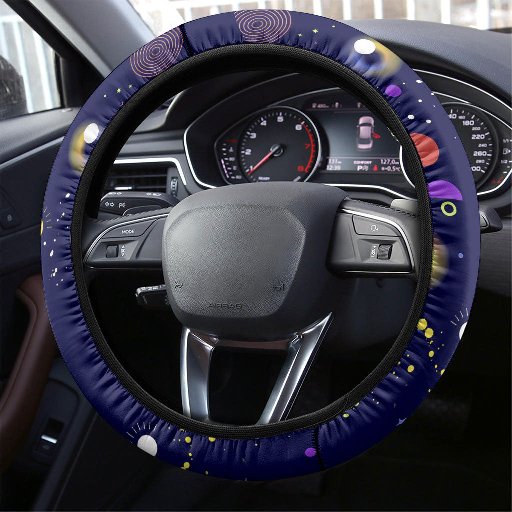 Dot Day Make Your Mark Steering Wheel Cover Colorful Celestial Watercolor Circles And Swirling Polka Dots