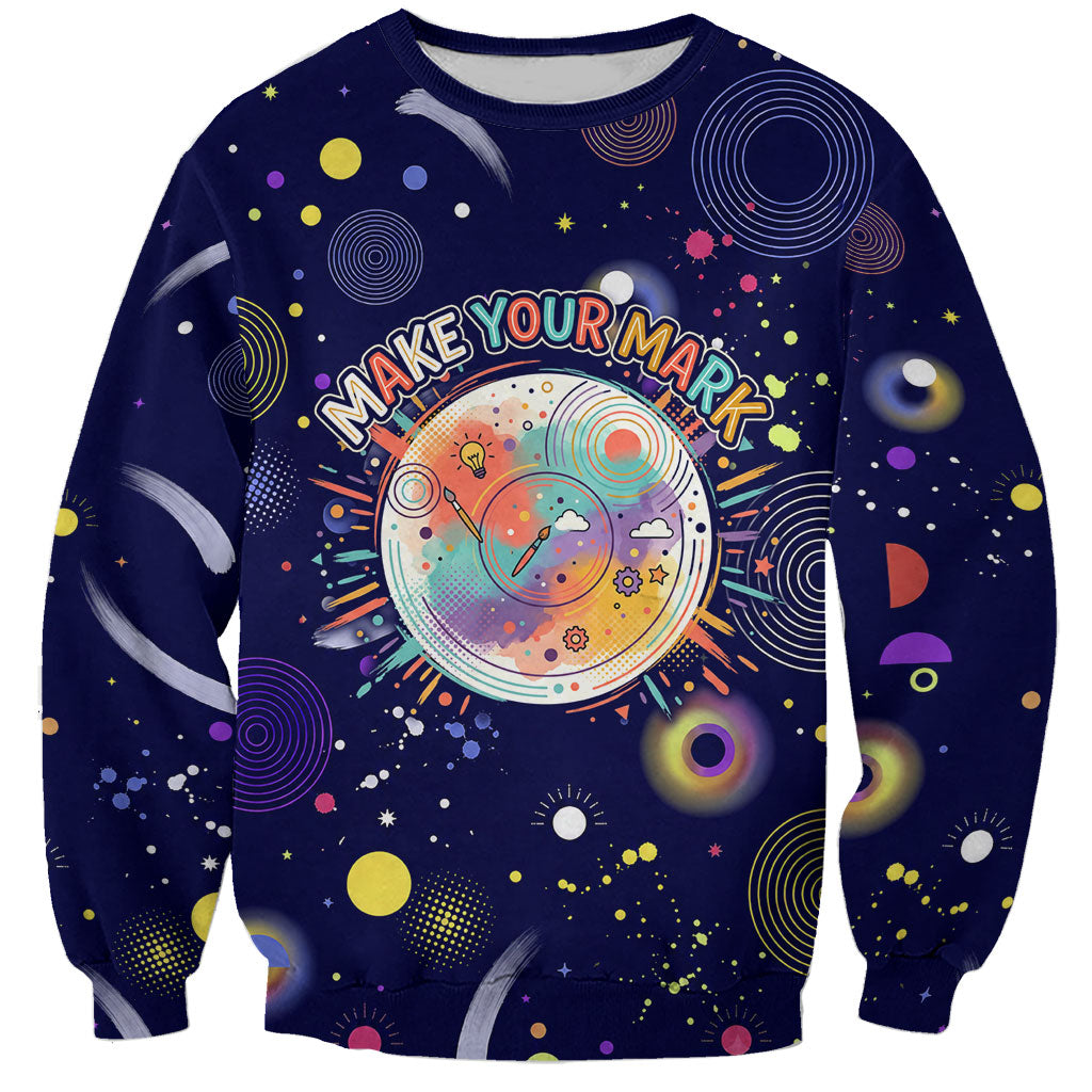 Dot Day Make Your Mark Sweatshirt Colorful Celestial Watercolor Circles And Swirling Polka Dots