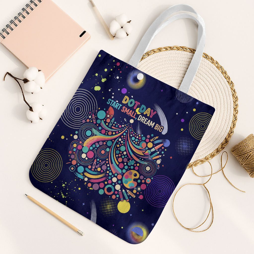 Dot Day Make Your Mark Tote Bag Colorful Celestial Watercolor Circles And Swirling Polka Dots