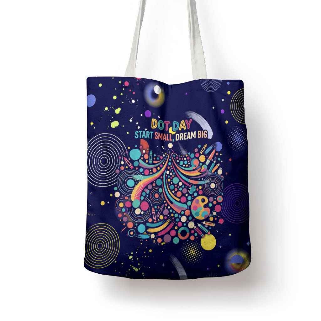 Dot Day Make Your Mark Tote Bag Colorful Celestial Watercolor Circles And Swirling Polka Dots