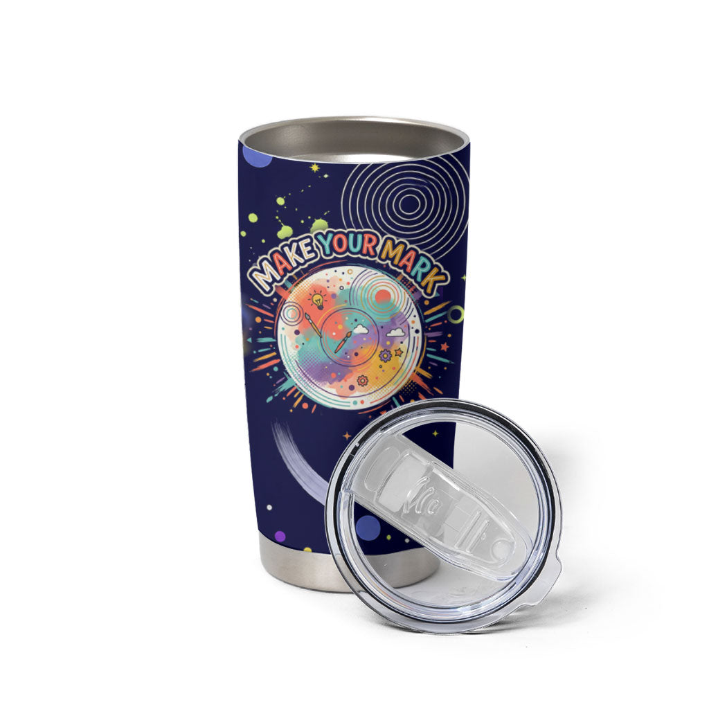 Dot Day Make Your Mark Tumbler Cup Colorful Celestial Watercolor Circles And Swirling Polka Dots