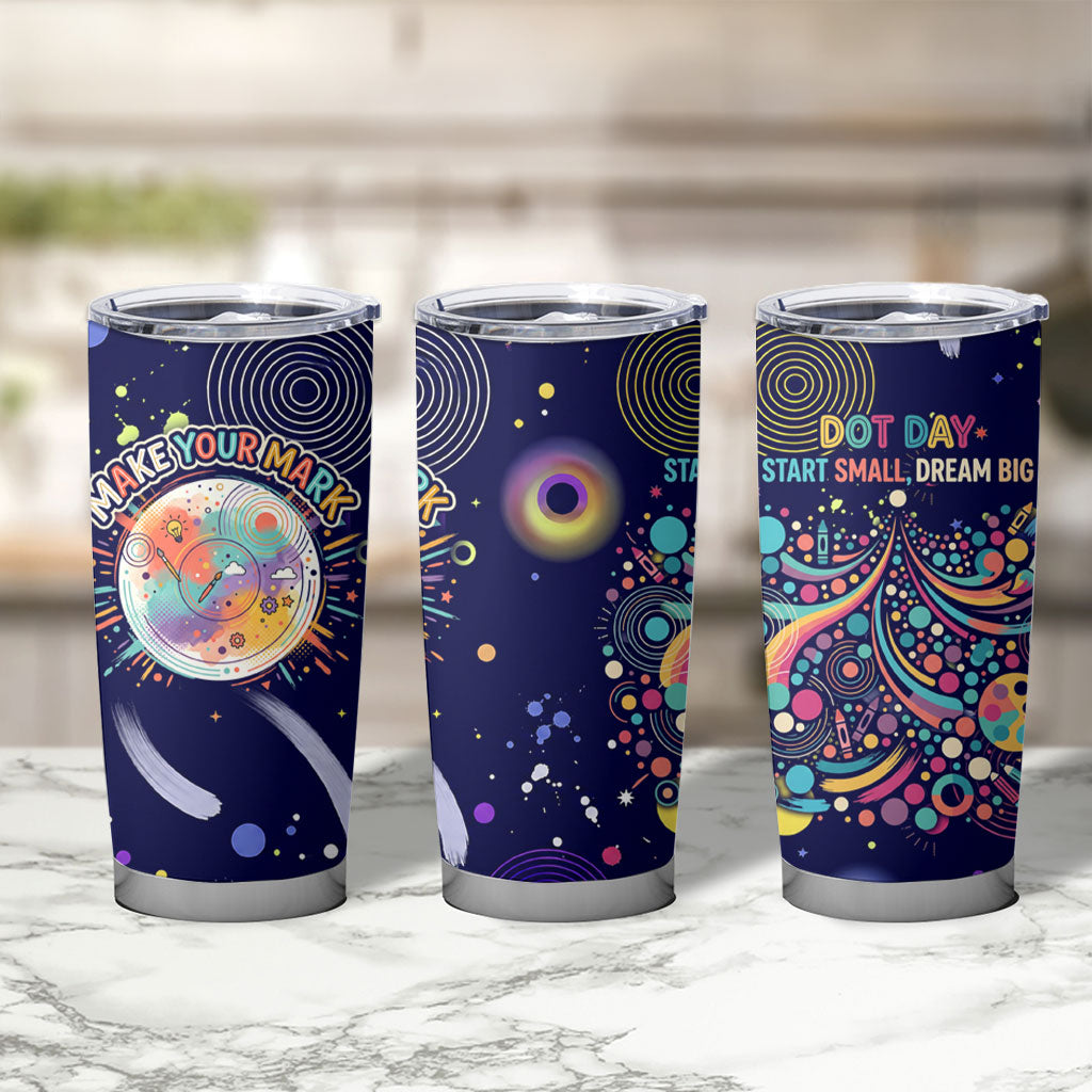 Dot Day Make Your Mark Tumbler Cup Colorful Celestial Watercolor Circles And Swirling Polka Dots