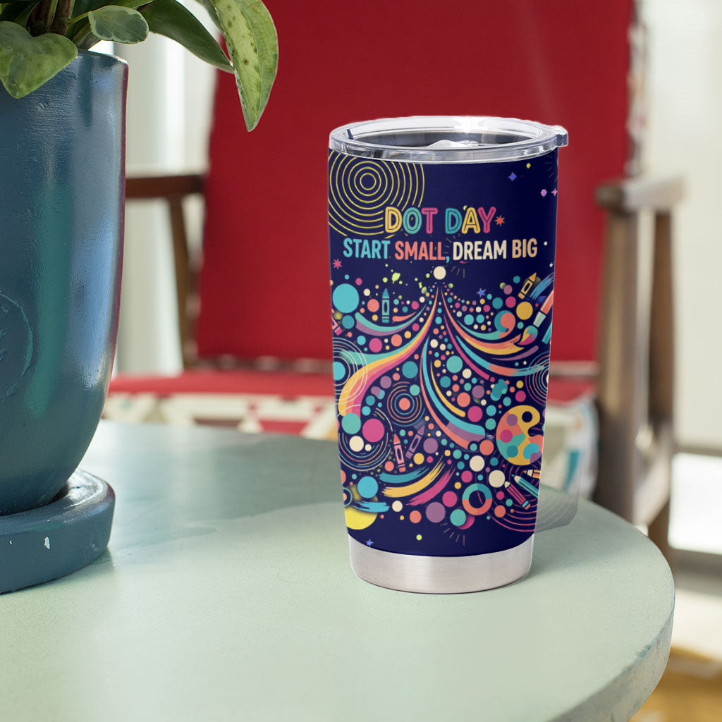 Dot Day Make Your Mark Tumbler Cup Colorful Celestial Watercolor Circles And Swirling Polka Dots