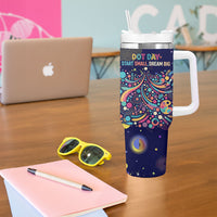 Dot Day Make Your Mark Tumbler With Handle Colorful Celestial Watercolor Circles And Swirling Polka Dots