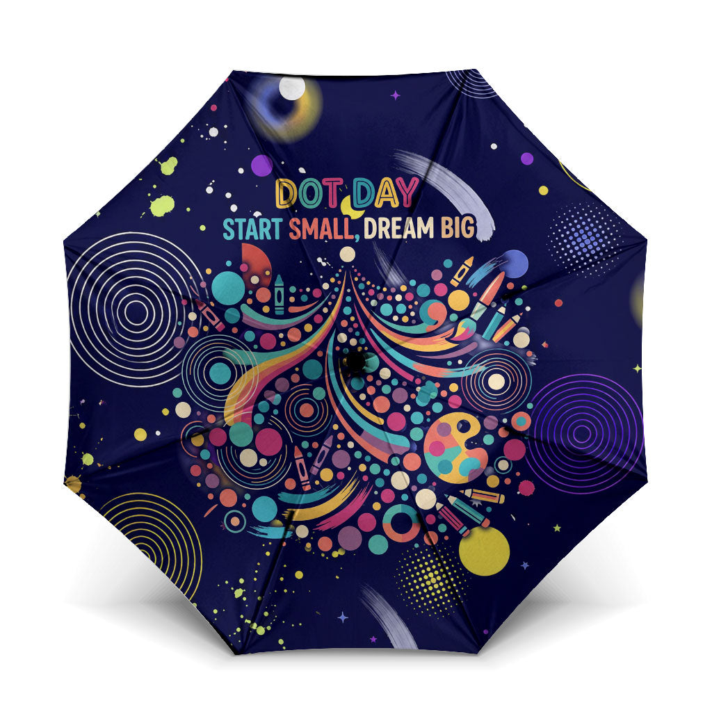 Dot Day Make Your Mark Umbrella Colorful Celestial Watercolor Circles And Swirling Polka Dots