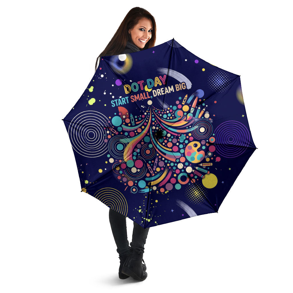 Dot Day Make Your Mark Umbrella Colorful Celestial Watercolor Circles And Swirling Polka Dots