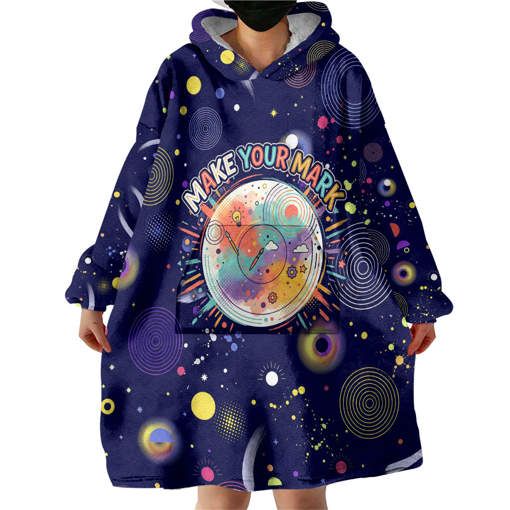 Dot Day Make Your Mark Wearable Blanket Hoodie Colorful Celestial Watercolor Circles And Swirling Polka Dots