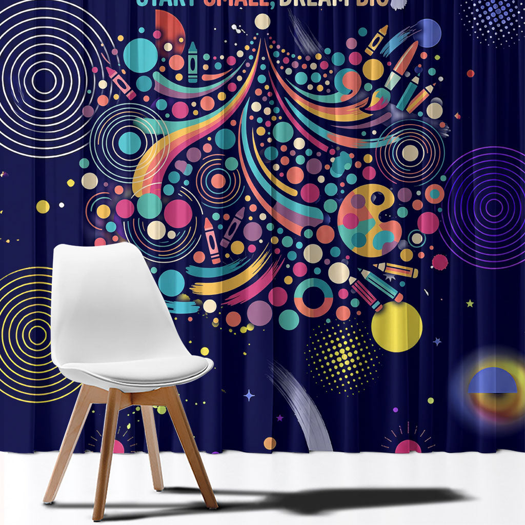 Dot Day Make Your Mark Window Curtain Colorful Celestial Watercolor Circles And Swirling Polka Dots