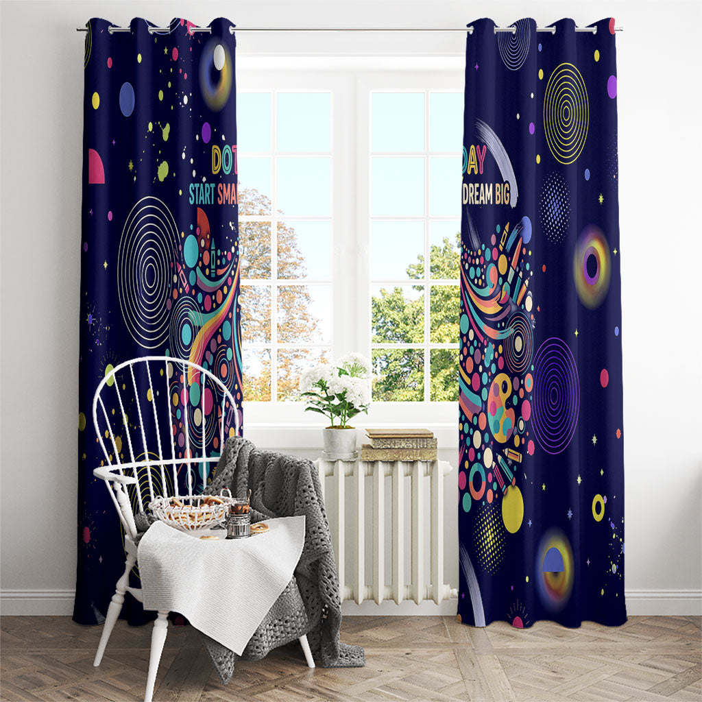 Dot Day Make Your Mark Window Curtain Colorful Celestial Watercolor Circles And Swirling Polka Dots