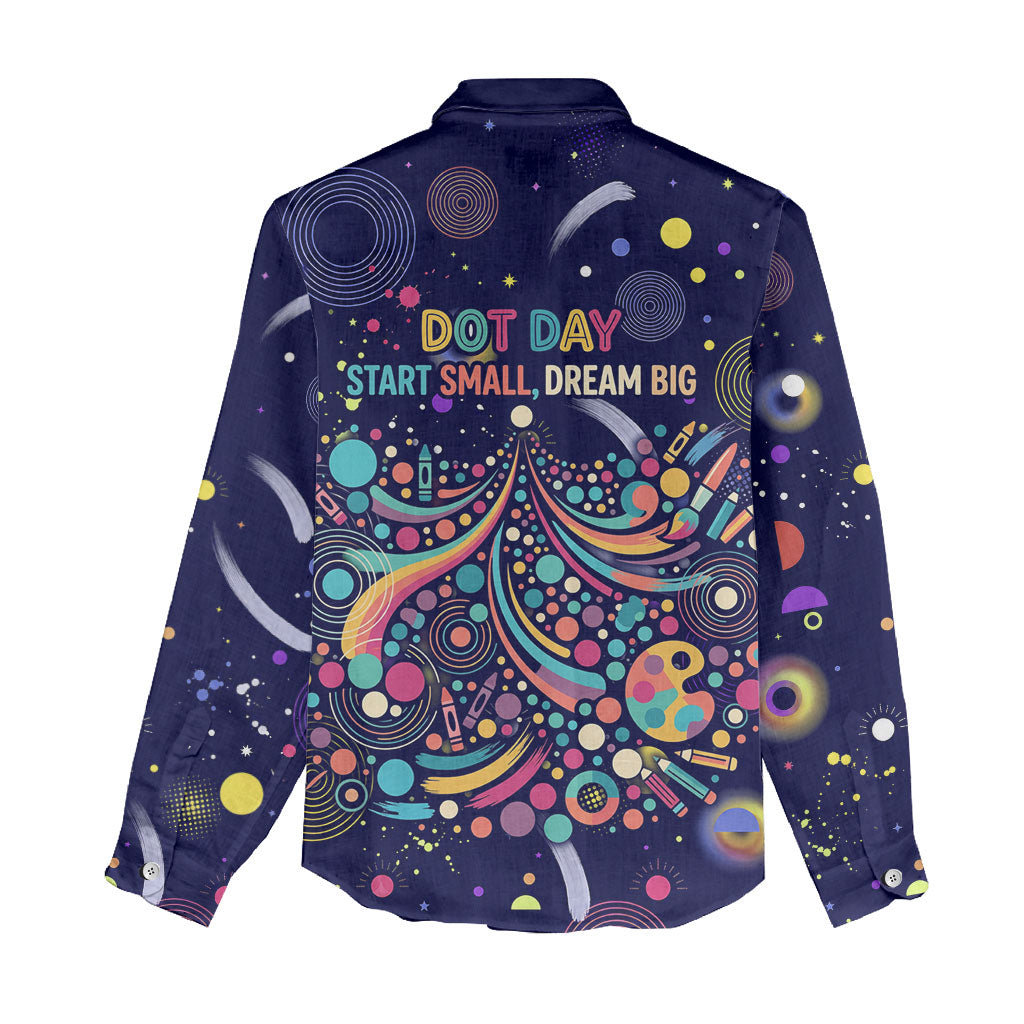 Dot Day Make Your Mark Women Casual Shirt Colorful Celestial Watercolor Circles And Swirling Polka Dots