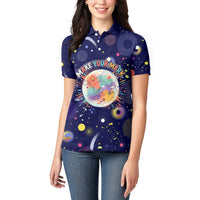 Dot Day Make Your Mark Women Polo Shirt Colorful Celestial Watercolor Circles And Swirling Polka Dots
