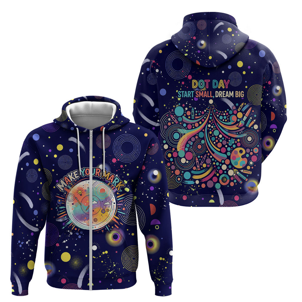 Dot Day Make Your Mark Zip Hoodie Colorful Celestial Watercolor Circles And Swirling Polka Dots