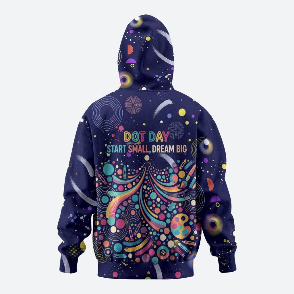 Dot Day Make Your Mark Zip Hoodie Colorful Celestial Watercolor Circles And Swirling Polka Dots